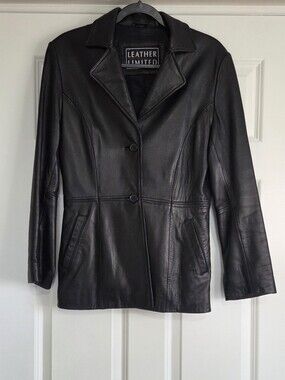 Vintage Leather Limited Black Genuine Leather Blazer - Size S